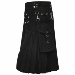 Sleek Black Cotton Hybrid Utility Kilt